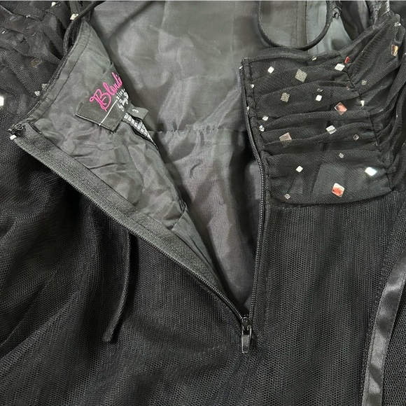 Vintage 90's Blondie Nites Black Tulle Evening Gown Sequins Size 3 Whimsigoth - Picture 10 of 11